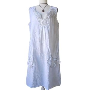 Euro Italian Linen White Midi Dress